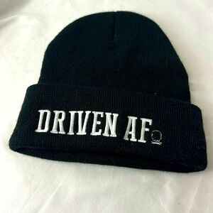 Black “Driven AF” stocking hat.  Unisex.
